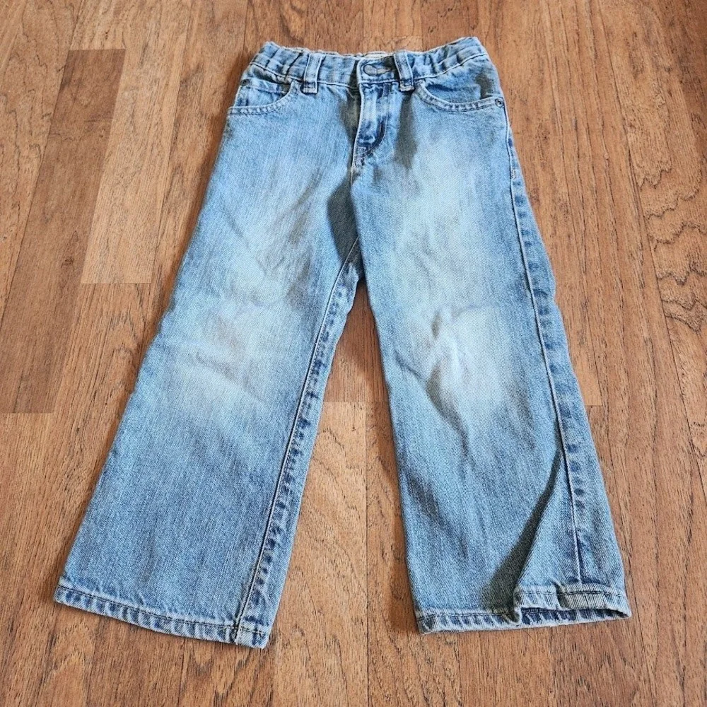 The Children's Place Boys Light Wash Bootcut Denim Jeans Adjustable Waist 3T 591